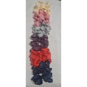 12pc Boutique Hair Bows Girls Grosgrain Ribbon Pearl Clips Alligator Multi Color